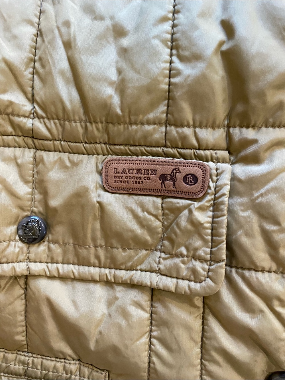 Vintage Lauren by Ralph Lauren Beige Coats, Jackets Leather Collar Sz 1X Womens - Picture 9 of 12